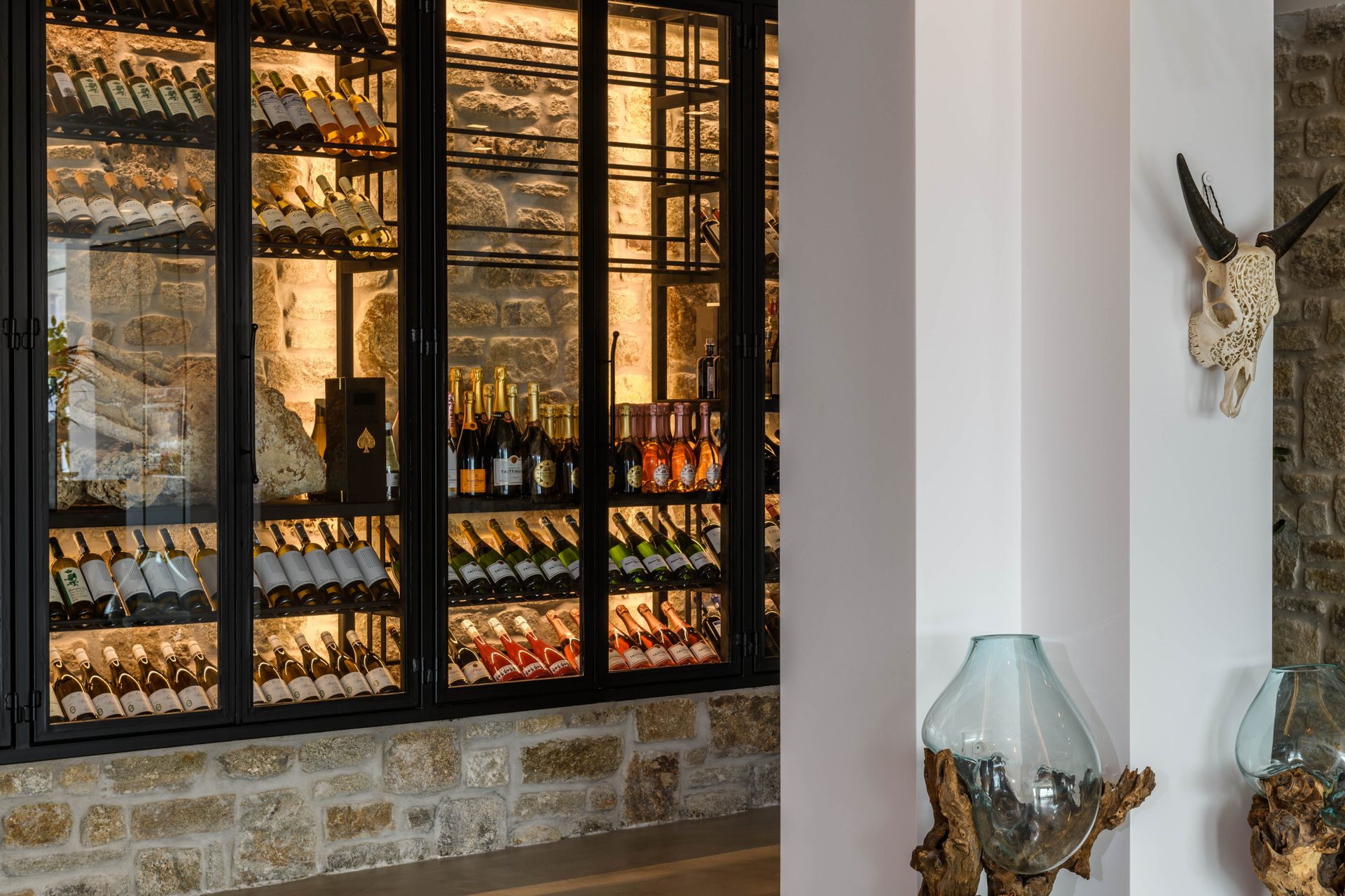 Wine cellar at Villa Nerovino in Kanalia, Mykonos