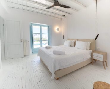 Double bedroom at Villa Uranos in Psarou, Mykonos